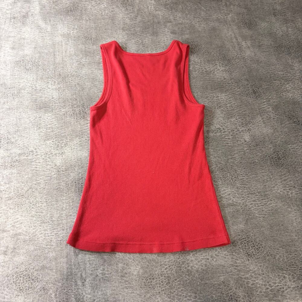Red Ribbed Tattoo Print Tank Top - Picture 3 of 4